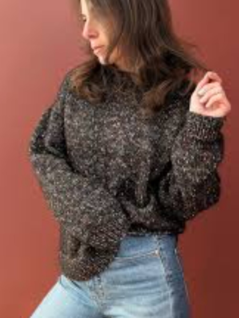 Banana Republic Black + Blue Tinsel Sparkly Sweater XL